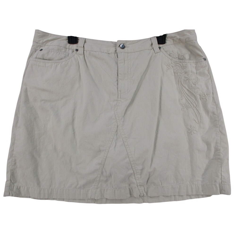 Sonoma Life Style Woman Khaki Cotton Embroidered Skirt Tan Size 18W
